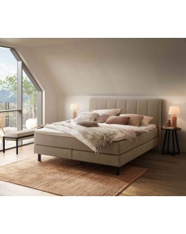 Teaser Foto HASNEA Boxspringbet Donna sand Metallfüße schwarz 160x200