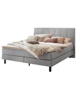 Teaser Foto HASNEA Boxspringbet Donna light grey Metallfüße schwarz 140x200