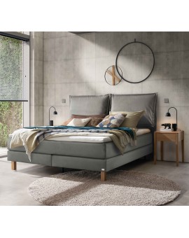 Teaser Foto HASENA Boxspringbett Bonita mit Kissen steel Holz Eiche bright 180x200