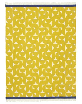 Teaser Foto EAGLE PRODUCTS Plaid Stockholm Bio-Baumwolle gelbgrün natur marine 130x180