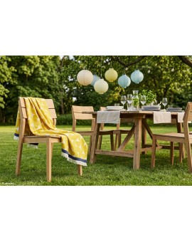 Teaser Foto EAGLE PRODUCTS Plaid Stockholm Bio-Baumwolle gelbgrün natur marine 130x180