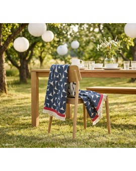 Teaser Foto EAGLE PRODUCTS Plaid Stockholm Bio-Baumwolle marine natur 130x180