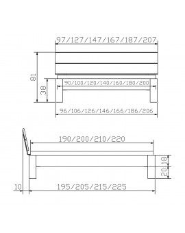 HASENA Fine Line Bett Syma 18 Füße Ronda Buche weiß deckend 160x200, 