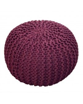Teaser Foto Sitzpouf Strickhocker Grobstrick handgeknüpft Ø 55 cm bordeaux