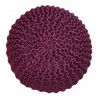 Sitzpouf Strickhocker Grobstrick handgeknüpft Ø 55 cm bordeaux