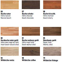 25 verschiedene Massivholz-Ausstattungen