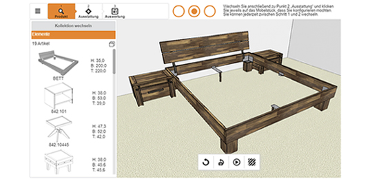 Hasena 3D Bettenkonfigurator Produktübersicht